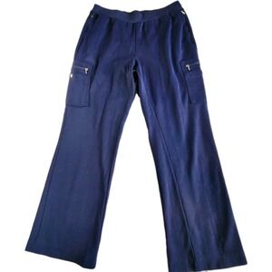 RALPH LAUREN Active Lounge Pants Womens 1X Navy Cargo Pockets Cotton Pull On